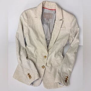 Banana Republic Cotton Linen Blazer Gold Button Tailored Jacket Sz 0